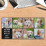 Moderne Hond Moeder Leven Custom 7 Foto Collage Bureaumat<br><div class="desc">Deze bureaumat heeft een aanpasbare fotocollage met zes afbeeldingen naar keuze, ideaal om je beste vriend, huisdier, familie of kind te laten zien. Het moderne en schattige ontwerp is ideaal voor hondenmoeders, grootouders en vrienden, of iedereen die op zoek is naar een leuk bureau accessoire. Het is een geweldige aanvulling...</div>