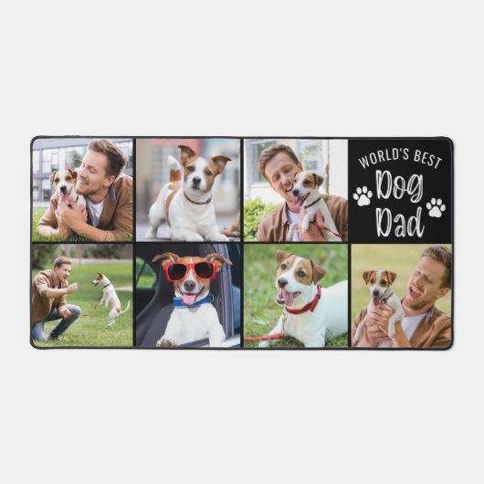 Moderne Hond Papa 7 Fotocollage Aangepaste kleur Bureaumat (Voorkant)