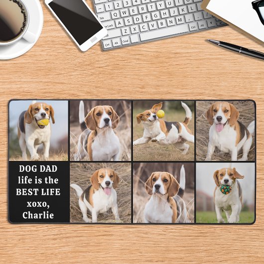 Moderne Hond Papa Life Custom 7 Fotocollage Bureaumat