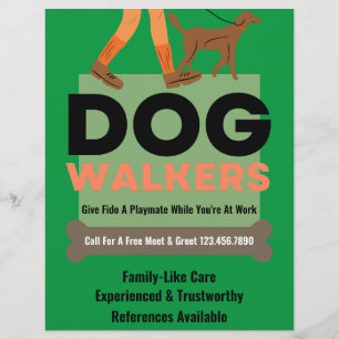 Moderne hond Walker Bone Pet Sitter Flyer