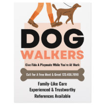 Moderne hond Walker Bone Pet Sitter Flyer