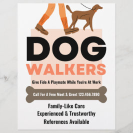 Moderne hond Walker Bone Pet Sitter Flyer