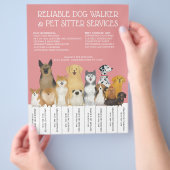 Moderne Hond Walker Huisdier Sitter Roze Eenvoudig Flyer (Hand)