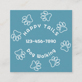 Moderne Hond Walker Paw Print Cirkel Blauw Groen Vierkante Visitekaartje