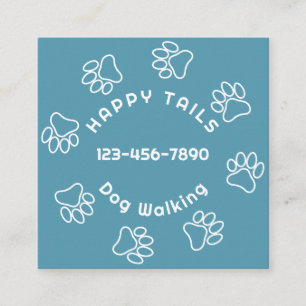 Moderne Hond Walker Paw Print Cirkel Blauw Groen Vierkante Visitekaartje