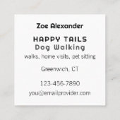 Moderne Hond Walker Paw Print Cirkel Zwart Vierkante Visitekaartje (Achterkant)