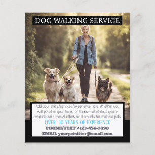 MODERNE Hond Walker Pet Sitter Foto Kleine Bedrijf Flyer