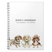 Moderne hond wandelen huisdier zitten Waterverf Notitieboek (Voorkant)