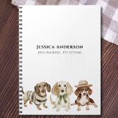 Moderne hond wandelen huisdier zitten Waterverf Notitieboek