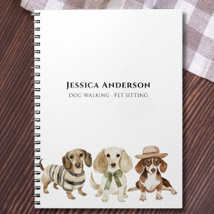 Moderne hond wandelen huisdier zitten Waterverf Notitieboek