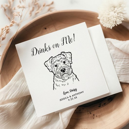 Moderne Honden Bruiloft Cocktail Servetten