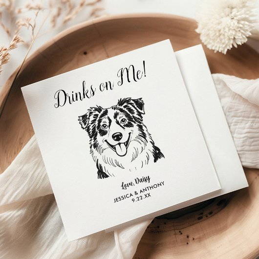 Moderne Honden Bruiloft Cocktail Servetten