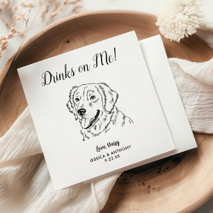 Moderne Honden Huwelijk Cocktail Servet
