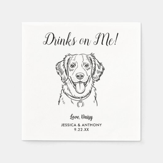 Moderne Honden Huwelijk Cocktail Servetten (Voorkant)