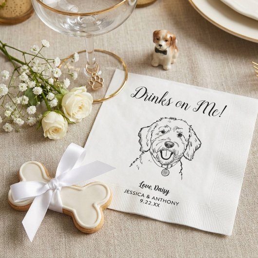 Moderne Honden Huwelijk Cocktail Servetten 