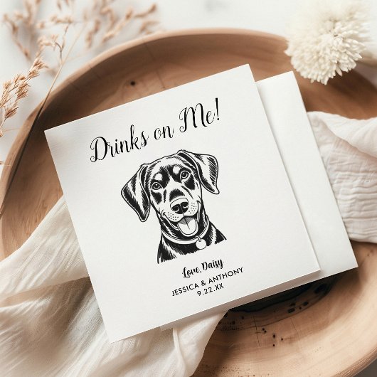 Moderne Honden Huwelijk Cocktail Servetten