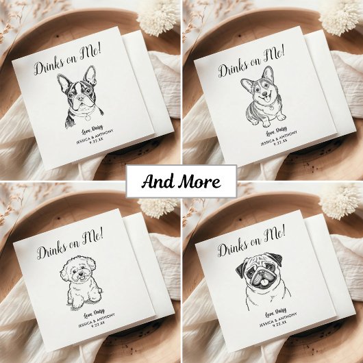 Moderne Honden Huwelijk Cocktail Servetten