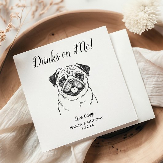 Moderne Honden Huwelijk Cocktail Servetten