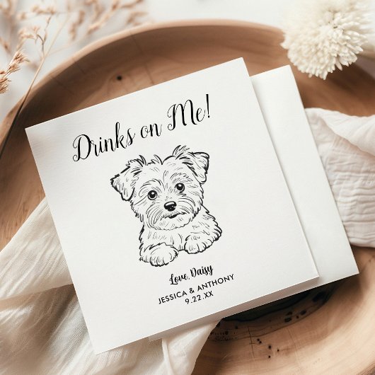 Moderne Honden Huwelijk Cocktail Servetten