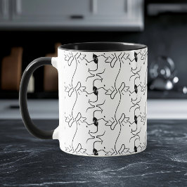 Moderne honden kop lijntekening zwart wit patroon