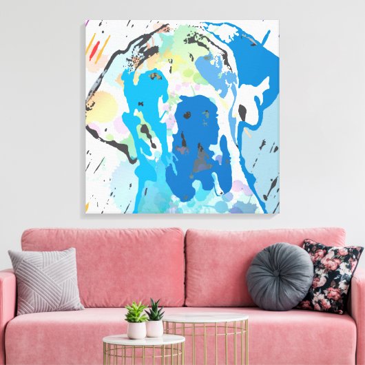 Moderne Honden Kunst Canvas | Great Dane Linocut Afdruk (Insitu (Woonkamer))