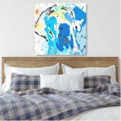 Moderne Honden Kunst Canvas | Great Dane Linocut Afdruk (Insitu (Slaapkamer))
