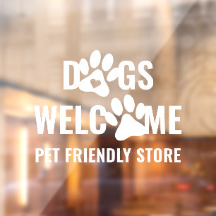Moderne Honden Welkom Witte Huisdier Paws Storefro Raamsticker