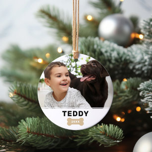 Moderne Hondenbot Custom Puppy Naam Foto Ornament