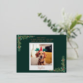 Moderne hondenfoto Kerstmis Folie Feestdagen Briefkaart (Staand Voorkant)