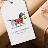 Moderne hondenkerst cadeaulabel