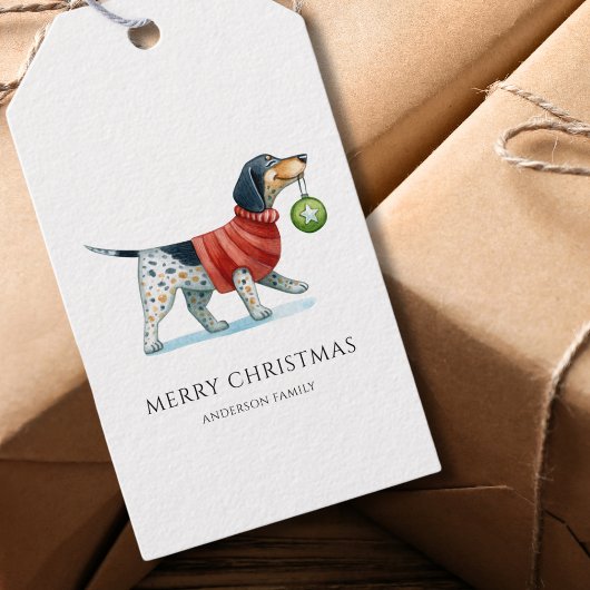 Moderne hondenkerst cadeaulabel