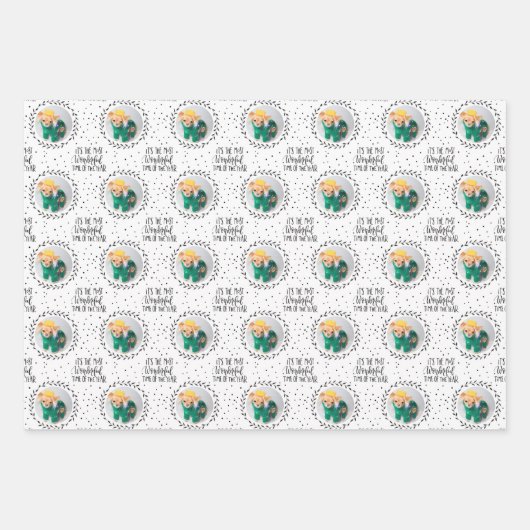 Moderne Hondenliefhebber drie kerstfeestdag Inpakpapier Vel (Voorkant)