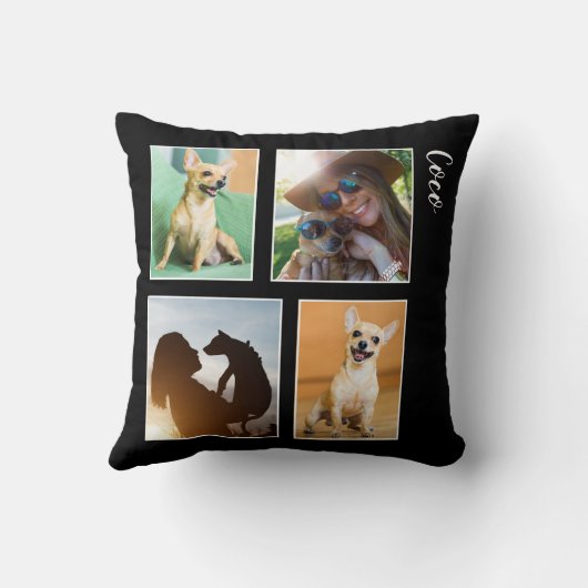 Moderne Hondenliefhebber fotocollage monogram | Kussen (Achterkant)