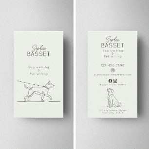 Moderne Hondenuitlaatservice, Pet Sitting Minimali Visitekaartje