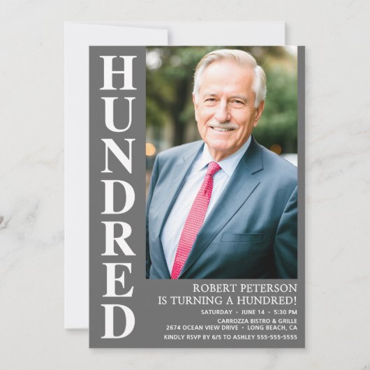 Moderne HONDERD foto 100ste verjaardagsfeest Kaart (Voorkant)