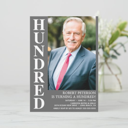 Moderne HONDERD foto 100ste verjaardagsfeest Kaart (Staand voorkant)