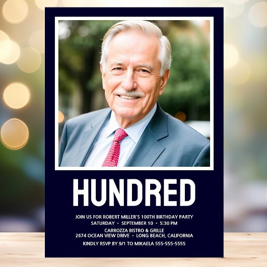 Moderne HONDERD foto 100ste verjaardagsfeest Kaart