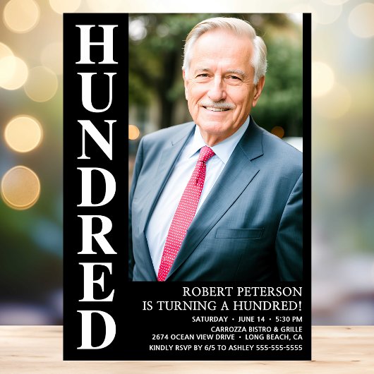 Moderne HONDERD foto 100ste verjaardagsfeest Kaart