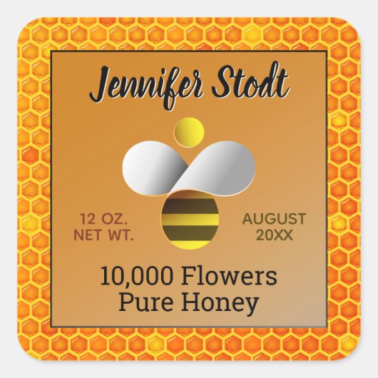 Moderne Honeybee Logo Donker Amber Sticker Set (Voorkant)