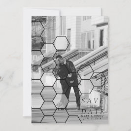 Moderne Honeycomb sparen de datum | Foto Save The Date