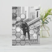 Moderne Honeycomb sparen de datum | Foto Save The Date (Staand voorkant)