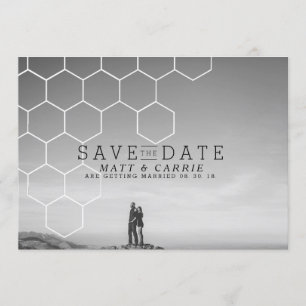 Moderne Honeycomb sparen de datum Foto Save The Date