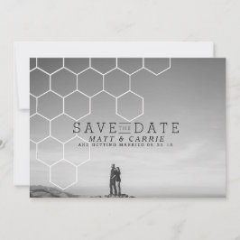 Moderne Honeycomb sparen de datum | Foto Save The Date