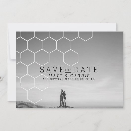 Moderne Honeycomb sparen de datum | Foto Save The Date (Voorkant)
