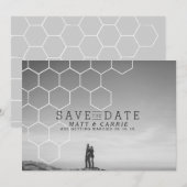Moderne Honeycomb sparen de datum | Foto Save The Date (Voorkant / Achterkant)