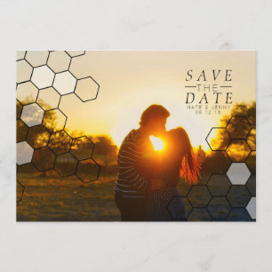 Moderne Honeycomb sparen de datum   Foto Save The Date