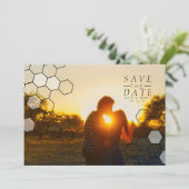 Moderne Honeycomb sparen de datum | Foto Save The Date (Staand voorkant)