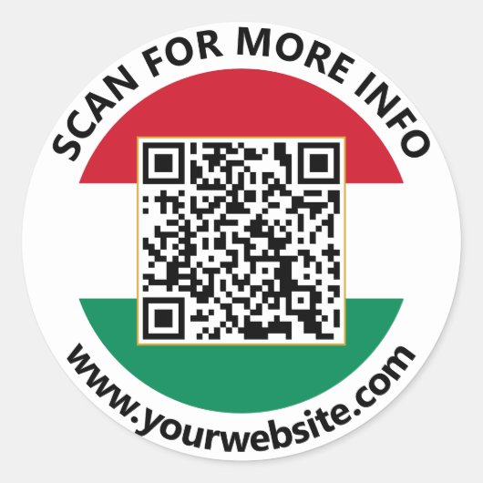 Moderne Hongarije QR-code stickers, Hongaarse vlag Ronde Sticker (Voorkant)