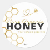 Moderne Honing Gouden Bijen Honingraat Ronde Sticker (Voorkant)