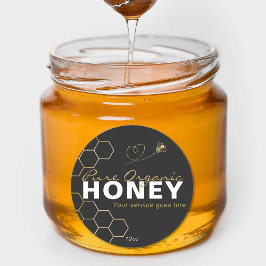 Moderne Honing Gouden Bijen Honingraat Zwart Ronde Sticker